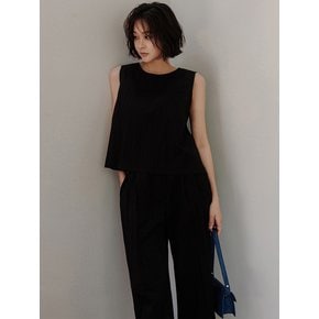 마쉬 슬리브리스 블라우스 슬랙스 셋업(블랙)