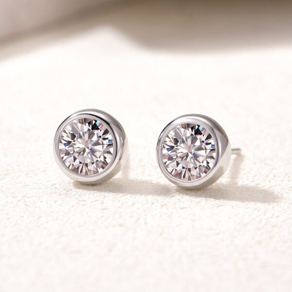 모이사나이트 귀걸이 랩다이아 베젤 BME024