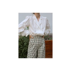 Wide green high waist check pants