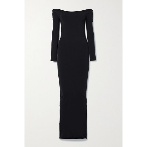 쿠리티바 오프숄더 스트레치 폰테 맥시 드레스 블랙 1647597311311811