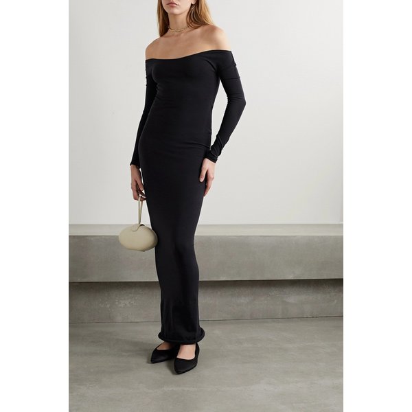쿠리티바 오프숄더 스트레치 폰테 맥시 드레스 블랙 1647597311311811