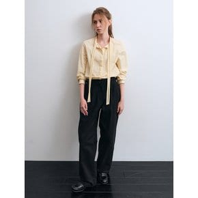 Belted Wide Pants in Heavy Cotton (Black)