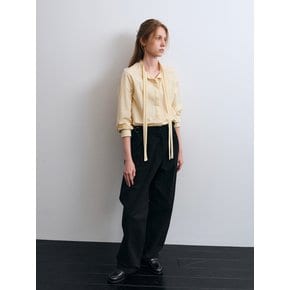 Belted Wide Pants in Heavy Cotton (Black)