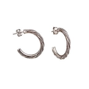 SILVER 원형 화이트 귀걸이 S-LINE065W