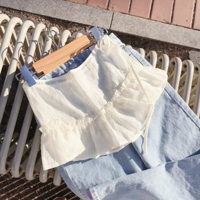 / 자수 프릴 랩 레이어드 스커트
