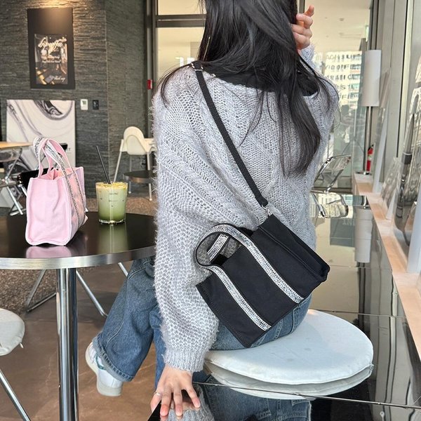 [옷자락] 여성 숄더스트랩 스퀘어 캔버스 미니 토트백