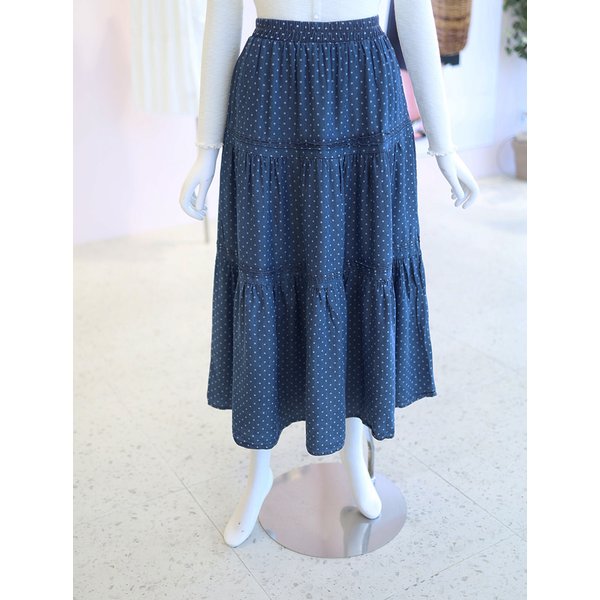 [여주점] 여성 도트 데님 밴딩 티어드 스커트 YW6MS707