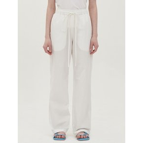 crease cotton string pants_white