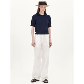 crease cotton string pants_white