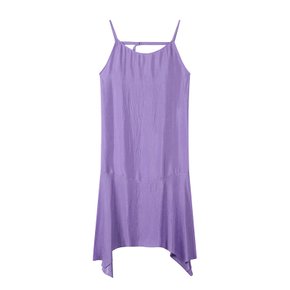 여성 밑단 프릴 실키 슬립 롱 원피스 PURPLE