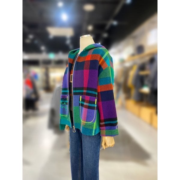 [여주점] 칸 체크 후드 숏 코트 (BACTA4561)