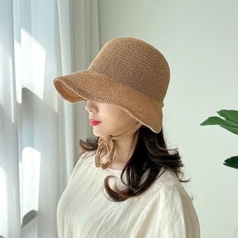 베리룸 버킷햇 여성 벙거지모자 챙넓은 밀짚 모자 라피아햇