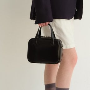 Tin square mini tote bag Glossy black