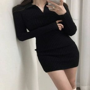 원피스 OPS 홈웨어 2컬러 페미닌 데이트룩 카라 골지 여성 미니
