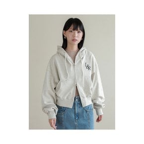 Lossy Big Logo Crop Hood Zip-up Oatmeal