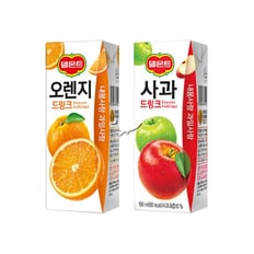 델몬트 드링크팩 2종 190ml 오렌지/ 5팩+사과/ 5팩 총10팩 주스 과즙음료