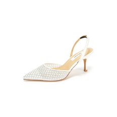 Glitter Mesh Slingback_White Glitter