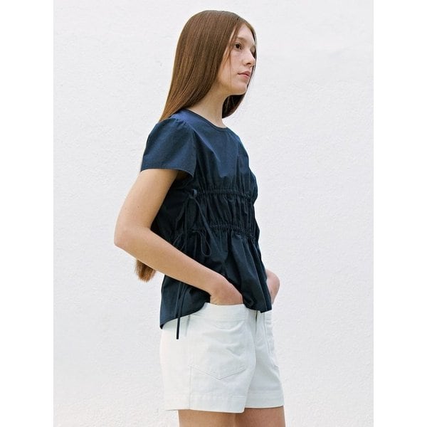 Side Shirring Detail Blouse  Navy (KE6560M02R)