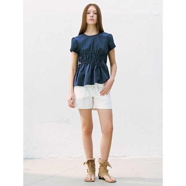 Side Shirring Detail Blouse  Navy (KE6560M02R)