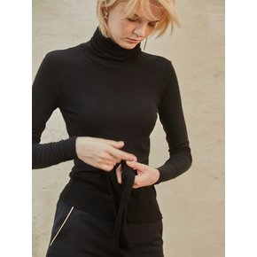 waist tie turtleneck_black