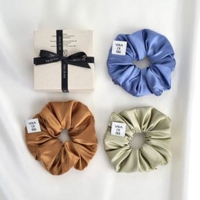 High density 100% silk scrunchie (3colors) 실크 스크런치