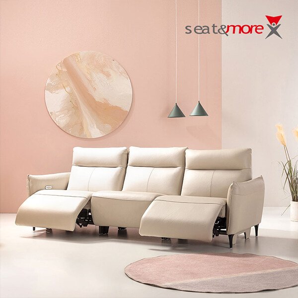 스완 4인 이태리천연통가죽 리클라이너소파