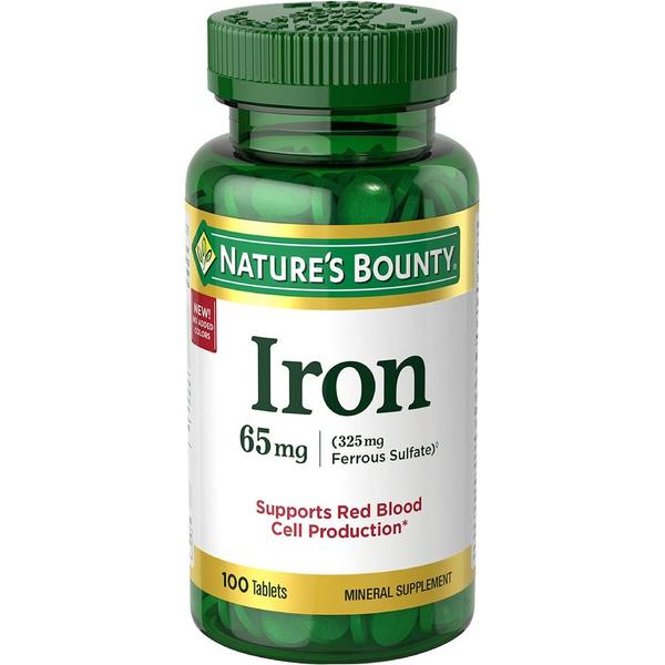 [해외직구] 네이처스바운티 아이언 철분제 65mg 황산철 325mg 100정 2팩 Nature’s Bounty Iron 65mg Ferrous Sulfate 325mg 100 Tablets