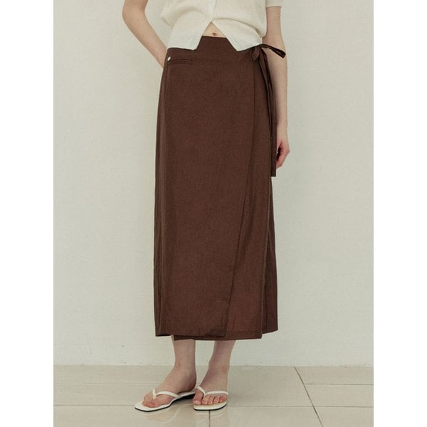Lip pocket H line lap skirt - brown