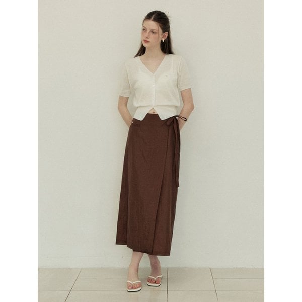 Lip pocket H line lap skirt - brown