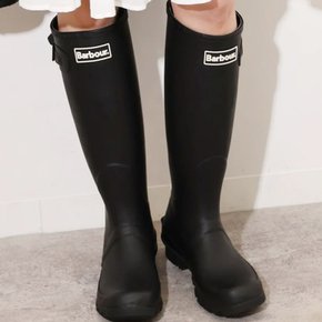 여성 레인부츠 비드 롱 웰링턴 장화 블랙