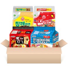 오뚜기 베스트팩 총 19봉 (팔도비빔5+틈새빨계5+진매5+참깨4) / 봉지라면