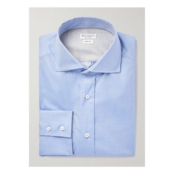 브루넬로쿠치넬리 슬림핏 컷어웨이 칼라 코튼 트윌 셔츠 46376663162890416