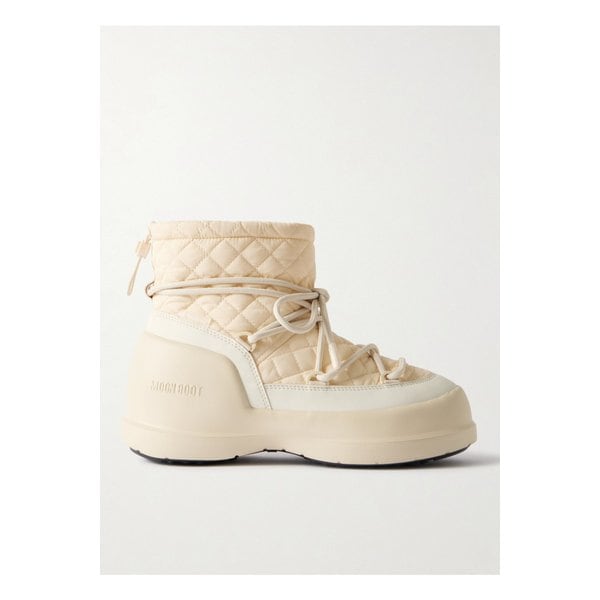 문부츠 메차루나 미드 고무 퀼팅 셸 스노우 부츠 크림 46376663162976169