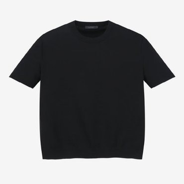질스튜어트뉴욕 [24SS][Essential] 블랙 실크 터치 라운드 니트 (JNSW4B006BK)
