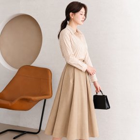 스트라이프 셔츠배색 플레어 원피스_M2602OP614A