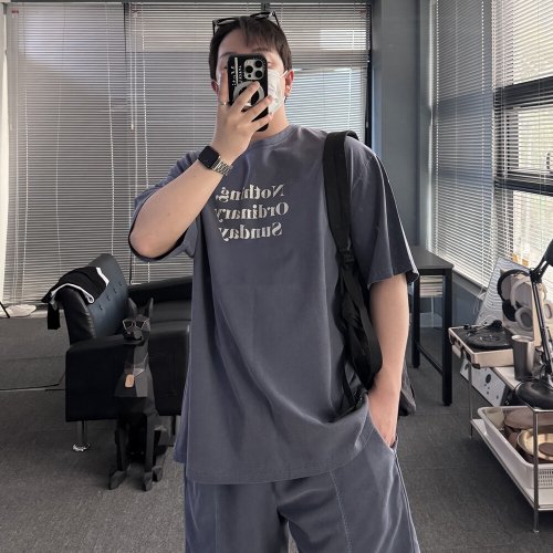 유인맨즈 / 남자빅사이즈반팔 피그먼트반팔 낫띵반팔