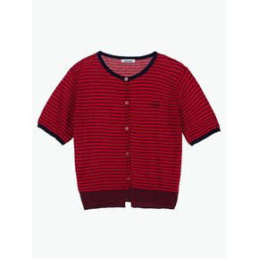 STRIPE U-NECK CARDIGAN_2COLORS_RED