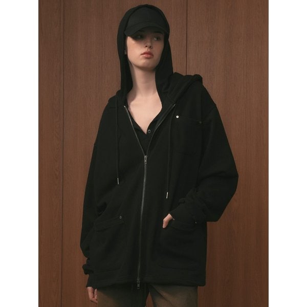 스미스 오버사이즈 스웨트 후드 집업 BLACK