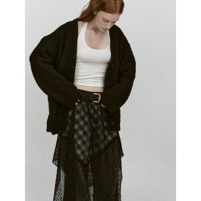 WHIRLY FUR KNIT CARDIGAN (BLACK)