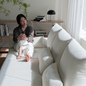 [무케] 프리덴소파_우디 패브릭 소파 (포르테) 4인 일자형 소파 신혼가구 플로킹공법