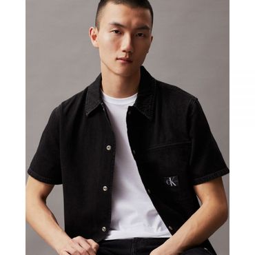 이스퀘어 5021652 Calvin Klein Denim Short Sleeve Shirt - Black