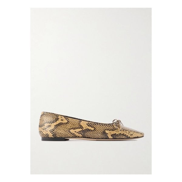 에이디 델피나 보우 디테일 스네이크 가죽 발레 플랫 1647597340508076