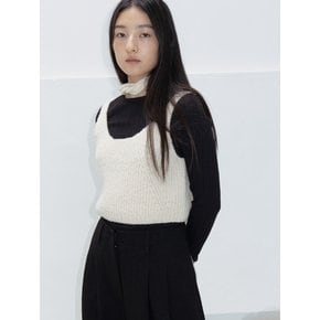 Boucle Knit Vest Muffler set_Ivory