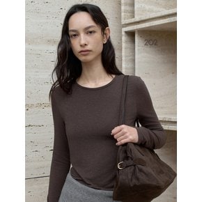 울 블랜드 시스루 티셔츠 브라운 OU1789
