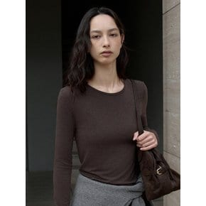 울 블랜드 시스루 티셔츠 브라운 OU1789