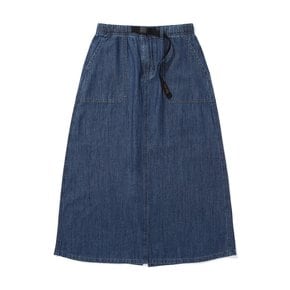 SL-LABEL BELTED DENIM LONG SKIRTS 미드나잇데님