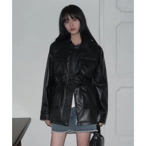 필드 크랙 레더 하프 자켓LRJK6103BK