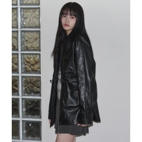 필드 크랙 레더 하프 자켓LRJK6103BK