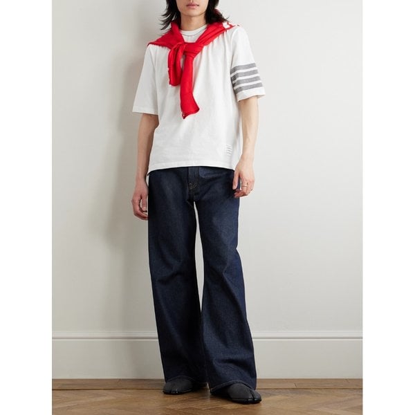 로고 아플리케 스트라이프 코튼 저지 티셔츠 46376663162878162