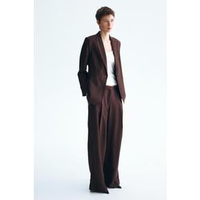 리넨 블렌드 테일러드 팬츠 다크 브라운 1333827001